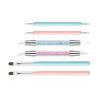 Set Manicure Con Pennello Detagliano A Doppia Estremità Per Formare Unghie Ideale Donne E Principianti | Per Unghie In Silicone | Kit Da 6 Penne Per Unghie A Doppia Punta