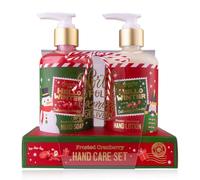 Set manos Accentra HELLO WINTER en cofre, incluye jabón y loción manos con dispensador, aroma Arándano Helado, regalo Navidad, rojo/verde