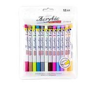 Set Marcadores Acrílicos 12 Colores Punta Pincel Impermeables Suministros