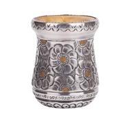 Set Mate Aluminio Vaso Alto mas Bombilla Plana Acero Tallado a mano Artesanal Argentino Yerba (total flor)
