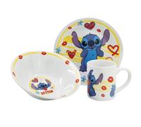 Set vajilla infantil de plato, cuenco y taza de cerámica en caja de regalo de Stitch