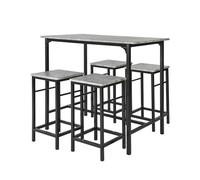 SoBuy Juego de Mesa Alta para Comedor, Conjunto de Mesa Bar con 4 Taburetes, Mesa de Cocina Moderna Ideal para Espacios Reducidos, OGT11-HG