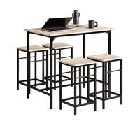 SoBuy Mesa y 4 taburetes madera madera color natural