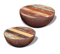 Set mesa de centro forma cuenco 2 uds madera maciza reciclada