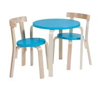 Set mesa y 2 sillas infantiles de madera azul 97x45x51 h cm
