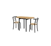 MOMMA HOME Conjunto de Mesa de Cocina Extensible con 2 Sillas - Mesa de Comedor Plegable y Extensible, Diseño Moderno en Negro y Roble, Modelo Leva