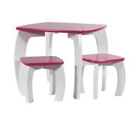 Set mesa y 2 taburetes de madera blancos/rosa 96x48x42 h cm