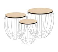Set mesas de centro 3 uds madera contrachapada de álamo hierro
