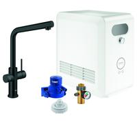 Set mezclador monomando de fregadero Grohe Blue Professional, 221mm de alcance, caños en forma de L, con filtro y función de refrigeración., 31347KS3, Color: negro de terciopelo