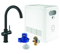 Set mezclador monomando de fregadero Grohe Blue Professional, 224 mm de alcance, caños en C, con filtro y función de refrigeración., 31323KS2, Color: negro de terciopelo