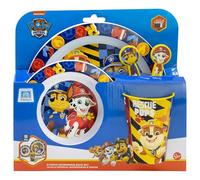 Set vajilla infantil reutilizable apta para microondas compuesto por vaso, plato, cuenco y cubiertos de La Patrulla Canina Boy