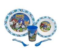 Stor Set vajilla infantil Sonic reutilizable apta para microondas (vaso, plato, cuenco y cubiertos)