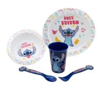 SET MICRO 5 PCS (PLATO, CUENCO, VASO Y CUBIERTOS) EN CAJA STITCH PALMS
