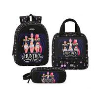 Set Mochila 3D, Estuche y Portameriendas K-Pop Demon Hunters Sound Escolar | Para el cole y el recreo, mochila 3D con estuche y portameriendas, regalo para fans, licencia oficial K-Pop Demon Hunters