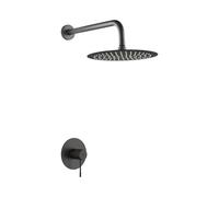 Set monomando empotrado 1 vía Line con rociador black gun metal Imex