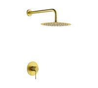 Set monomando empotrado 1 vía Line con rociador oro cepillado Imex