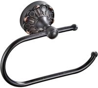 Set montado en Pared de latón Antiguo - Porta Rollos de baño y Cepillo, estantería de Brazo Abierto para Toallas y Toallas, Estilo Vintage,Oil Matte Black