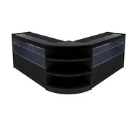 Set Mostradores Comerciales Andromeda | Negro | 2xC1200+1xLM60 | MDF y Vidrio Templado | Estantes y Puertas corredizas con Cerradura | Fácil Montaje | Mostrador Recepción Expositor Comercial Mesa