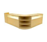 Set Mostradores Comerciales "SAGITTARIUS" | Arce|LM60 + 2xB1500 + TB60| MDF y vidrio templado | Estantes y puertas corredizas con cerradura | Fácil Montaje | Mostrador Recepción Expositor Comercial