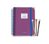 Set Mr. Wonderful - Agenda Anual Office 2026 Vista Diaria + Bolígrafo Bobo Borrable - La vida es hoy + Mr. Wonderful - Set de 3 bolis Borrables Bo-Bo - Baloncesto, Futbol y Cohete