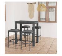 Set muebles bar jardín 5 piezas y cojines ratán sintético gris vidaxl