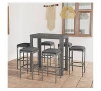 Set muebles bar jardín 7 piezas y cojines ratán sintético gris vidaxl
