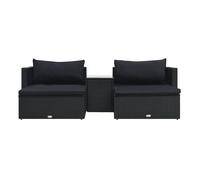 Set muebles de jardín 5 piezas y cojines ratán sintético negro vidaxl