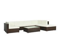 Set muebles de jardín 8 piezas y cojines ratán sintético marrón