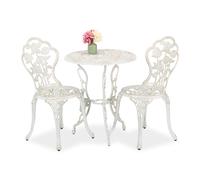 Relaxdays Set de mesa y sillas jardín blanco,cobre