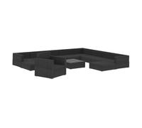 Set muebles de jardín y cojines 12 pzas ratán sintético negro vidaxl
