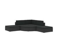 Set muebles de jardín y cojines 6 piezas ratán sintético negro vidaxl