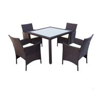 AKTIVE 61073 - Conjunto mesa y sillas jardín ratán, Mesa y sillas terraza incluye 4 sillas jardín exterior y 1 mesa exterior 100x75cm, Muebles para jardín y terraza, Multicolor