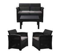 Set muebles jardín 4 piezas, muebles para terraza y balcón, ratán sintético