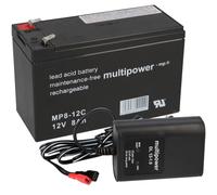 Set Multipower Batería de Plomo MP8-12C Pb 12V/8Ah+Cargador AGM Para 7,2 7 9 ¡