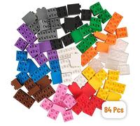 Set n.° 1 de Ladrillos Big Briks para Construir - 84 Piezas - Compatible con Todas Las Grandes Marcas - Tacos Grandes - Negro, Azul, marrón, Transparente, Gris, Verde y Otros