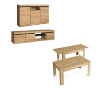 Skraut Home | Muebles de Salón | Modelo Naturale | Aparador, Mueble para TV, Mesa Comedor Extensible | Estilo Nórdico | Color Roble y Negro