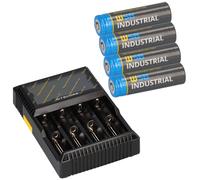 Set Nitecore D4 + 4x AA 14500 Batería Solar LiFePO4 3,2V 600mAh