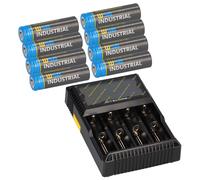 Set Nitecore D4 + 8x 14500 AA Solar Batería LiFePO4 3,2V 600mAh