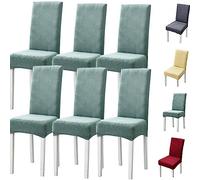 Set of 1/2/4/6 Thickened Plaid Stretch Pattern Chair Cover Removable Washable Seat Cover Modern Style Minimalist Style Dining Chair Protector for Dining Room, Bedroom, Hotel,Grey 4pcs(Grey 6pcs)