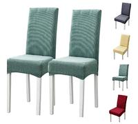 Set of 1/2/4/6 Thickened Plaid Stretch Pattern Chair Cover Removable Washable Seat Cover Modern Style Minimalist Style Dining Chair Protector for Dining Room, Bedroom, Hotel,Grey 4pcs(Red 6pcs)