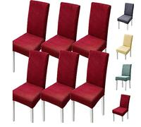 Set of 1/2/4/6 Thickened Plaid Stretch Pattern Chair Cover Removable Washable Seat Cover Modern Style Minimalist Style Dining Chair Protector for Dining Room, Bedroom, Hotel,Grey 4pcs(Green 6pcs)