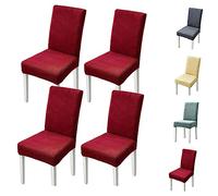 Set of 1/2/4/6 Thickened Plaid Stretch Pattern Chair Cover Removable Washable Seat Cover Modern Style Minimalist Style Dining Chair Protector for Dining Room, Bedroom, Hotel,Grey 4pcs(Grey 2pcs)