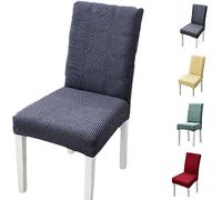 Set of 1/2/4/6 Thickened Plaid Stretch Pattern Chair Cover Removable Washable Seat Cover Modern Style Minimalist Style Dining Chair Protector for Dining Room, Bedroom, Hotel,Grey 4pcs(Green 1pcs)