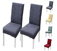 Set of 1/2/4/6 Thickened Plaid Stretch Pattern Chair Cover Removable Washable Seat Cover Modern Style Minimalist Style Dining Chair Protector for Dining Room, Bedroom, Hotel,Grey 4pcs(Grey 1pcs)