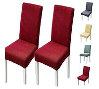 Set of 1/2/4/6 Thickened Plaid Stretch Pattern Chair Cover Removable Washable Seat Cover Modern Style Minimalist Style Dining Chair Protector for Dining Room, Bedroom, Hotel,Grey 4pcs(Beige 4pcs)