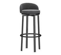 Set of 1 Swivel Bar Stool with Back Upholstered Velvet Seat Metal Footrest Perfect for Kitchen Island Home Bar Breakfast Counter Stylish Grey Design