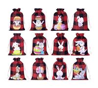 Set of 12 Easter Drawstring Bags, Easter Wrap Treat Favor Bags, Spring Easter Basket Stuffers, Egg Hunt Party Supplies, Easter Party Burlap Bags, Burlap Treat Bags for Easter