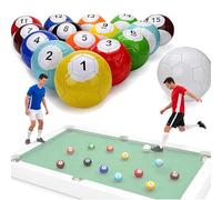 Set of 16 Football Pools, Inflatable Leather Balls for Snooker Soccer and Giant Pool Game with Kicks, Indoor & Outdoor Table Games for Garden, Party, Game Room