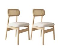 Set of 2/4 Cane Farmhouse Dining Chairs Solid Wood Frame with Cushions Comfortable Kitchen & Dining Room Chairs Light Khaki Finish Ideal for Home & Coffee Shop(Wood+Light Khaki,2 pcs)