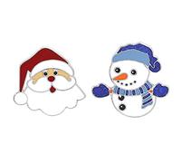 Set of 2 Christmas Snowman Santa Couples Brooches Fashionable Decorative Badges for Party Daily Wear Made